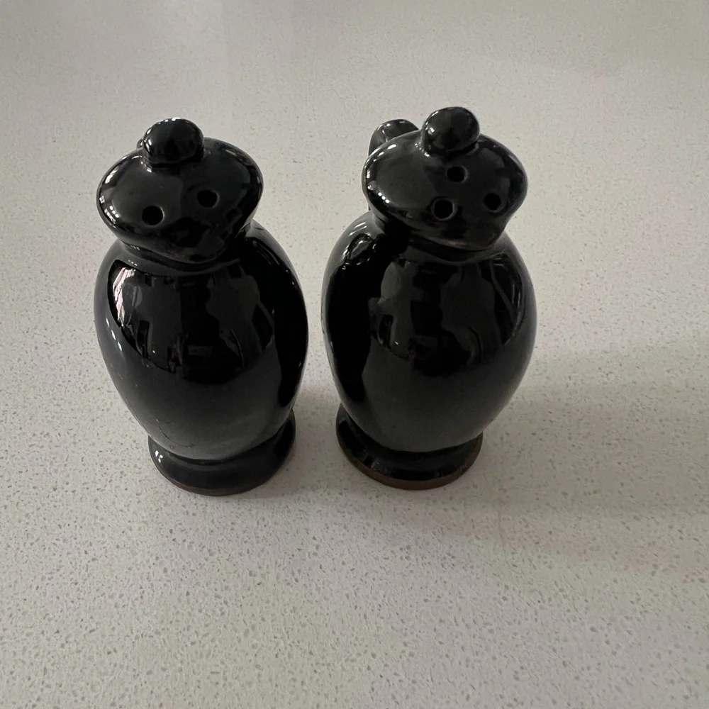 Vintage Black Pitcher‎ Jug Salt Pepper Shaker Set Japan